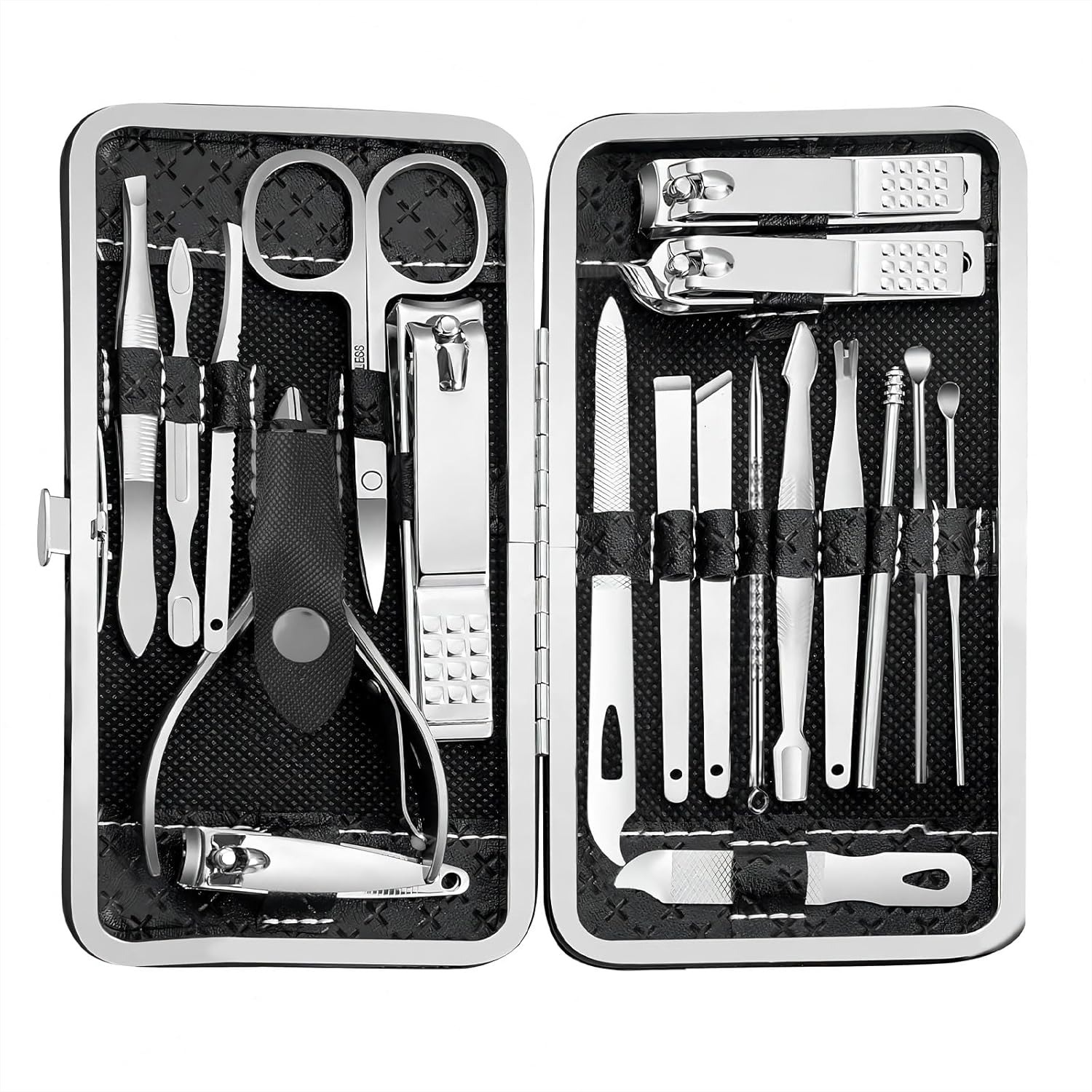 Mens Grooming Kit Case - 19 in 1 Professional Manicure Set,