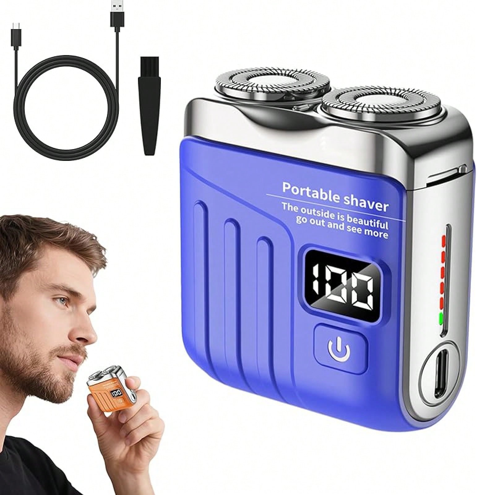 Men Grooming Home - 2026 Upgraded Orange Dual-Rotary Electric Shaver,