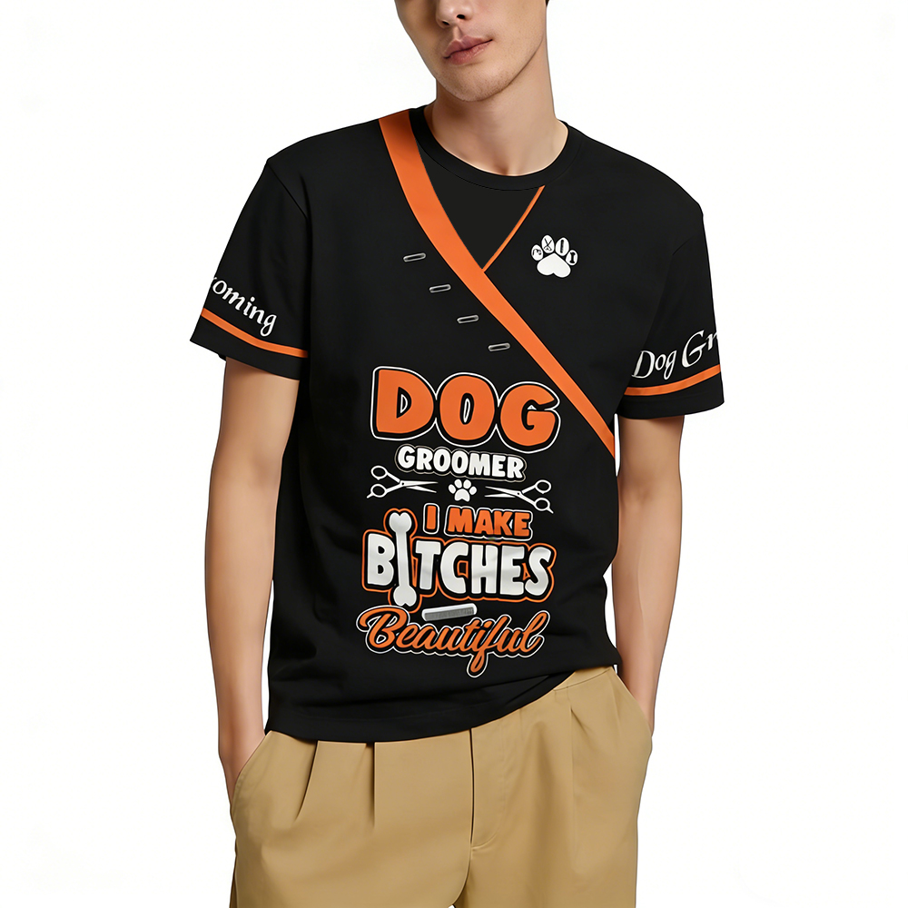Men Grooming Quotes Short - Dog Groomer 3d Print T-shirt Funny