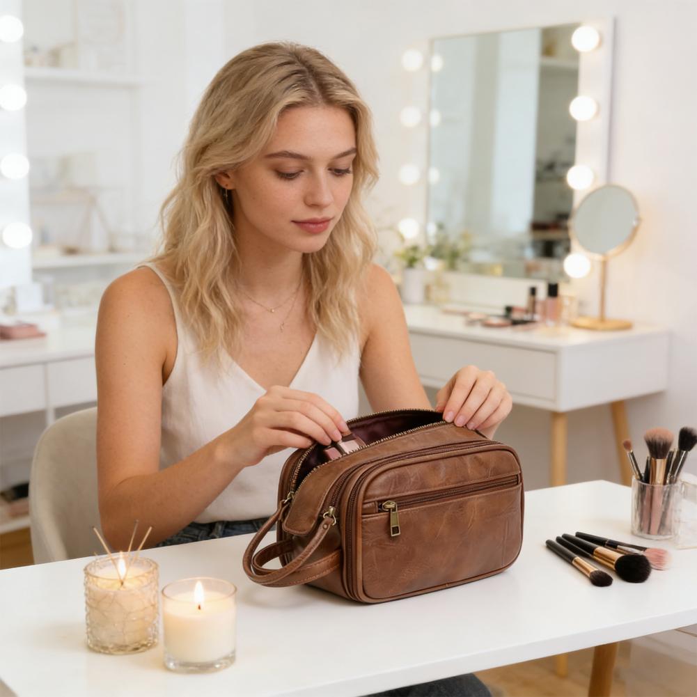 Travel Makeup Bag Faux Leather - Men'S Grooming Bag review and price