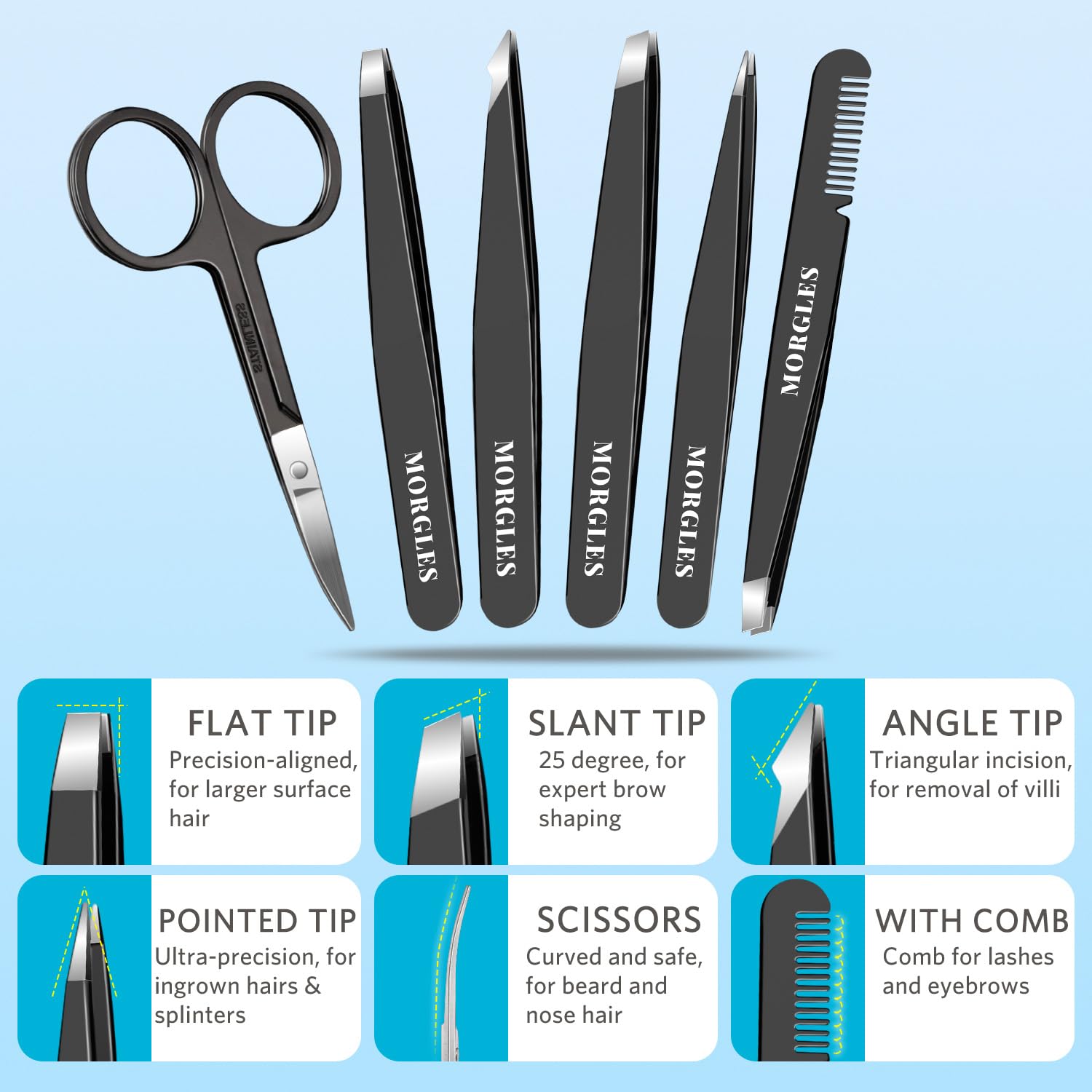 9 Pcs Stainless Steel Tweezers - Mens Grooming Kit Case review and price